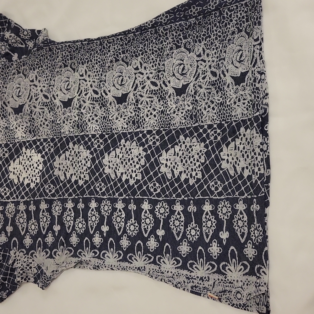 Curious Gypsy Short Sleeve T-Shirt Sheer Boho Hippie Grey White Women'sM - Picture 11 of 13
